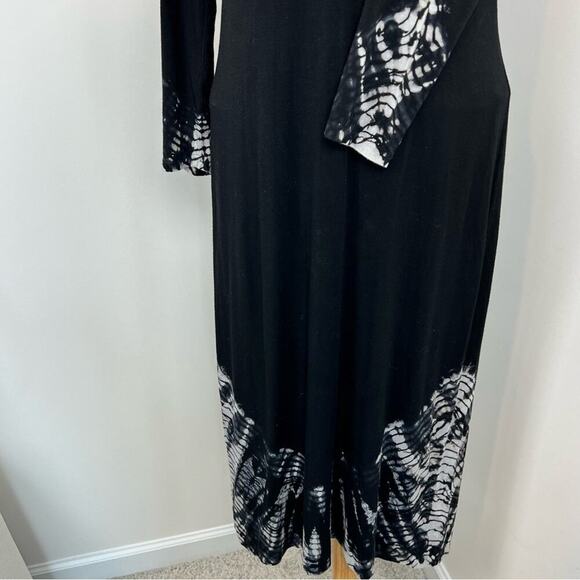 Gypsy Black tide dye design Long Sleeve Fitted Jersey Midi Dress size Small (137 - Picture 4 of 8